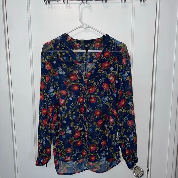 Kut from the Kloth Tops - Kut from the Kloth Women's Sinclaire Floral Print Button Up Sheer Blouse size M